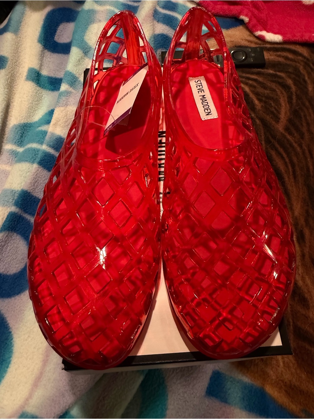 Steve Madden Women's Red Jelyy Flats Shoes